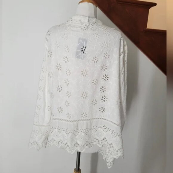 Ralph Lauren Broderie Anglaise Open Front Jacket Size XL New - Picture 6 of 7